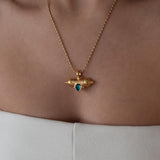 Χρυσό Κολιέ με Κρεμαστό Βαρελάκι και Σμάλτο