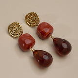 Χρυσά Κρεμαστά Σκουλαρίκια με Ρητίνη