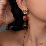 Χρυσά Κρεμαστά Σκουλαρίκια με Ρητίνη