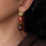 Χρυσά Κρεμαστά Σκουλαρίκια με Ρητίνη