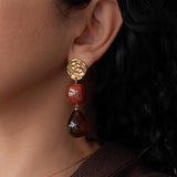 Χρυσά Κρεμαστά Σκουλαρίκια με Ρητίνη