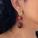 Χρυσά Κρεμαστά Σκουλαρίκια με Ρητίνη