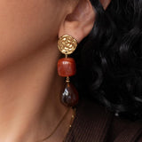 Χρυσά Κρεμαστά Σκουλαρίκια με Ρητίνη