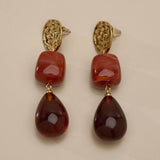 Χρυσά Κρεμαστά Σκουλαρίκια με Ρητίνη