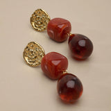 Χρυσά Κρεμαστά Σκουλαρίκια με Ρητίνη