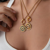 Χρυσό Κολιέ με Εναλλάξιμο Δίσκο Στρας