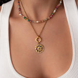 Χρυσό Κολιέ με Εναλλάξιμο Δίσκο Στρας