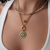 Χρυσό Κολιέ με Εναλλάξιμο Δίσκο Στρας