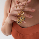 Χρυσό Κολιέ με Εναλλάξιμο Δίσκο Στρας