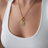 Χρυσό Κολιέ με Εναλλάξιμο Δίσκο Στρας