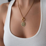 Χρυσό Κολιέ με Εναλλάξιμο Δίσκο Στρας