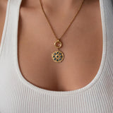 Χρυσό Κολιέ με Εναλλάξιμο Δίσκο Στρας