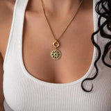 Χρυσό Κολιέ με Εναλλάξιμο Δίσκο Στρας