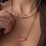 Χρυσό Κολιέ Βαρελάκι Με Ματάκι