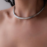 Ασημένιο Κολιέ Κολάρο Από Ανοξείδωτο Ατσάλι