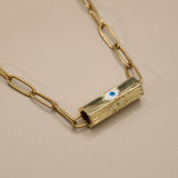 Χρυσό Κολιέ Βαρελάκι Με Ματάκι