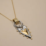 Δίχρωμο Κολιέ Με Μενταγιόν Καρδιά