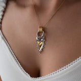 Δίχρωμο Κολιέ Με Μενταγιόν Καρδιά