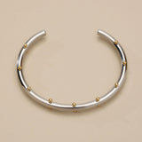 Ασημί Βραχιόλι Με Χρυσές Μπίλιες