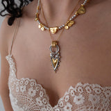 Δίχρωμο Κολιέ Με Μενταγιόν Καρδιά