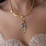 Δίχρωμο Κολιέ Με Μενταγιόν Καρδιά