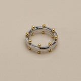 Ασημί Βέρα Με Χρυσές Μπίλιες