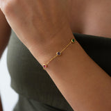 Χρυσό Βραχιόλι Με Πολύχρωμες Πέτρες