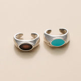 Silver Enamel Ear Cuff, Black Brown Turquoise, Single Open Hoop Earring, Chunky Curved Jewelry no piercing huggie, conch ear cuff earring
