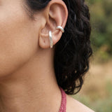 Silver Organic Single Ear Cuff, Second Piercing Earring, Chunky Minimal Stud