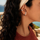 Silver Organic Single Ear Cuff, Second Piercing Earring, Chunky Minimal Stud