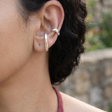 Silver Organic Single Ear Cuff, Second Piercing Earring, Chunky Minimal Stud