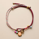 Colourful Summer Charm Bracelet, Adjustable Cord Bracelet, Turtle Fish Shell Beach Bracelet