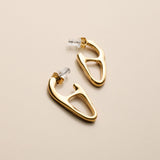 Gold Organic Drop Earrings, Titanium Pin Statement Earrings, Sculptural Jewelry gold plated oval chunky large hoops, bold organic hoops