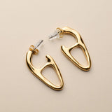 Gold Organic Drop Earrings, Titanium Pin Statement Earrings, Sculptural Jewelry gold plated oval chunky large hoops, bold organic hoops