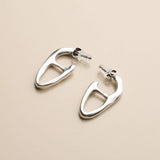 Silver Organic Drop Earrings, Titanium Pin Statement Earrings, Sculptural Jewelry silver plated oval chunky large hoops, bold organic hoops