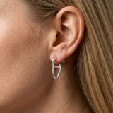 Silver Organic Drop Earrings, Titanium Pin Statement Earrings, Sculptural Jewelry silver plated oval chunky large hoops, bold organic hoops