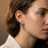 Silver Organic Drop Earrings, Titanium Pin Statement Earrings, Sculptural Jewelry silver plated oval chunky large hoops, bold organic hoops