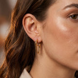Gold Organic Drop Earrings, Titanium Pin Statement Earrings, Sculptural Jewelry gold plated oval chunky large hoops, bold organic hoops