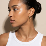 Gold Organic Drop Earrings, Titanium Pin Statement Earrings, Sculptural Jewelry gold plated oval chunky large hoops, bold organic hoops