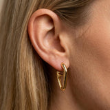 Gold Organic Drop Earrings, Titanium Pin Statement Earrings, Sculptural Jewelry gold plated oval chunky large hoops, bold organic hoops