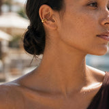 Χρυσό Ear Cuff Με Καφέ Σμάλτο
