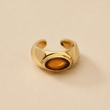 Χρυσό Ear Cuff Με Καφέ Σμάλτο