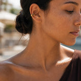 Χρυσό Ear Cuff Με Καφέ Σμάλτο