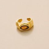 Χρυσό Ear Cuff Με Καφέ Σμάλτο
