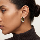 Silver Statement Earrings with Enamel, Organic Stud Earrings, Sculptural Earrings, Brown Black Enamel, Titanium Posts