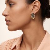 Gold Statement Earrings with Enamel, Organic Stud Earrings, Sculptural Earrings, Brown Enamel Earrings, Titanium Posts