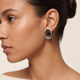 Silver Statement Earrings with Enamel, Organic Stud Earrings, Sculptural Earrings, Brown Black Enamel, Titanium Posts
