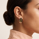 Gold Statement Earrings with Enamel, Organic Stud Earrings, Sculptural Earrings, Brown Enamel Earrings, Titanium Posts