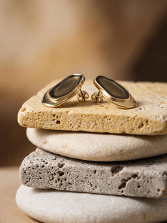 Gold Sculptural Enamel Earrings