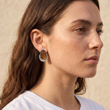 Silver Statement Earrings with Enamel, Organic Stud Earrings, Sculptural Earrings, Brown Black Enamel, Titanium Posts
